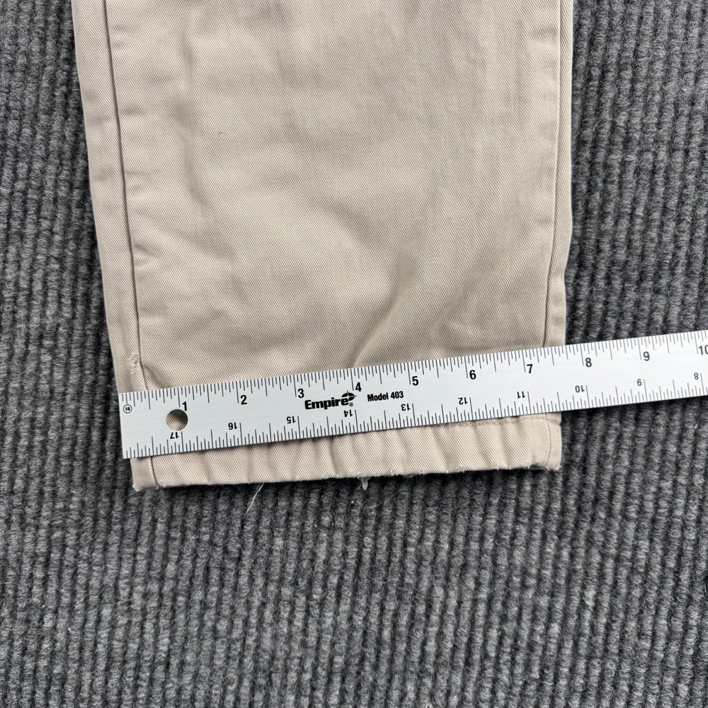 LL Bean Pants Men 30x32 Beige Fleece Lined Khaki Distressed Workwear Nat - Picture 6 of 14